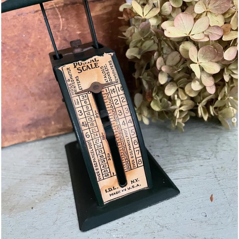 Vintage Postal Scale Green Farmhouse IDL NY New York USA Paper label